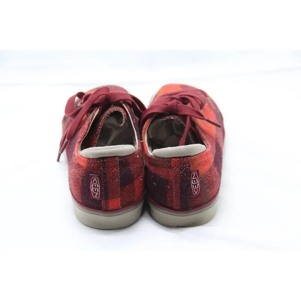 KEEN Vulcanized Shoes Sneakers Womens Sz 7 Red Wool Buffalo Plaid Fabric Lace Up